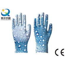 Garden Gloves, Printing Polyestershell Transparent Nitrile Coated Smooth Finish, Safety Work (N6048)